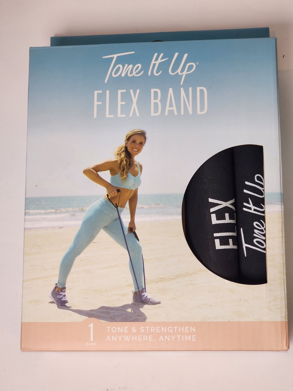 Tone It Up Flex Resistance Band w/ Handles Rubber Fitness Workout Band